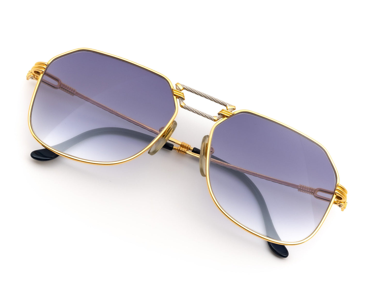 Fred lunettes made in france. purple sunglasses aviator rare vintage oddframes odd frames cable designer gold cap horn 1980s 80s