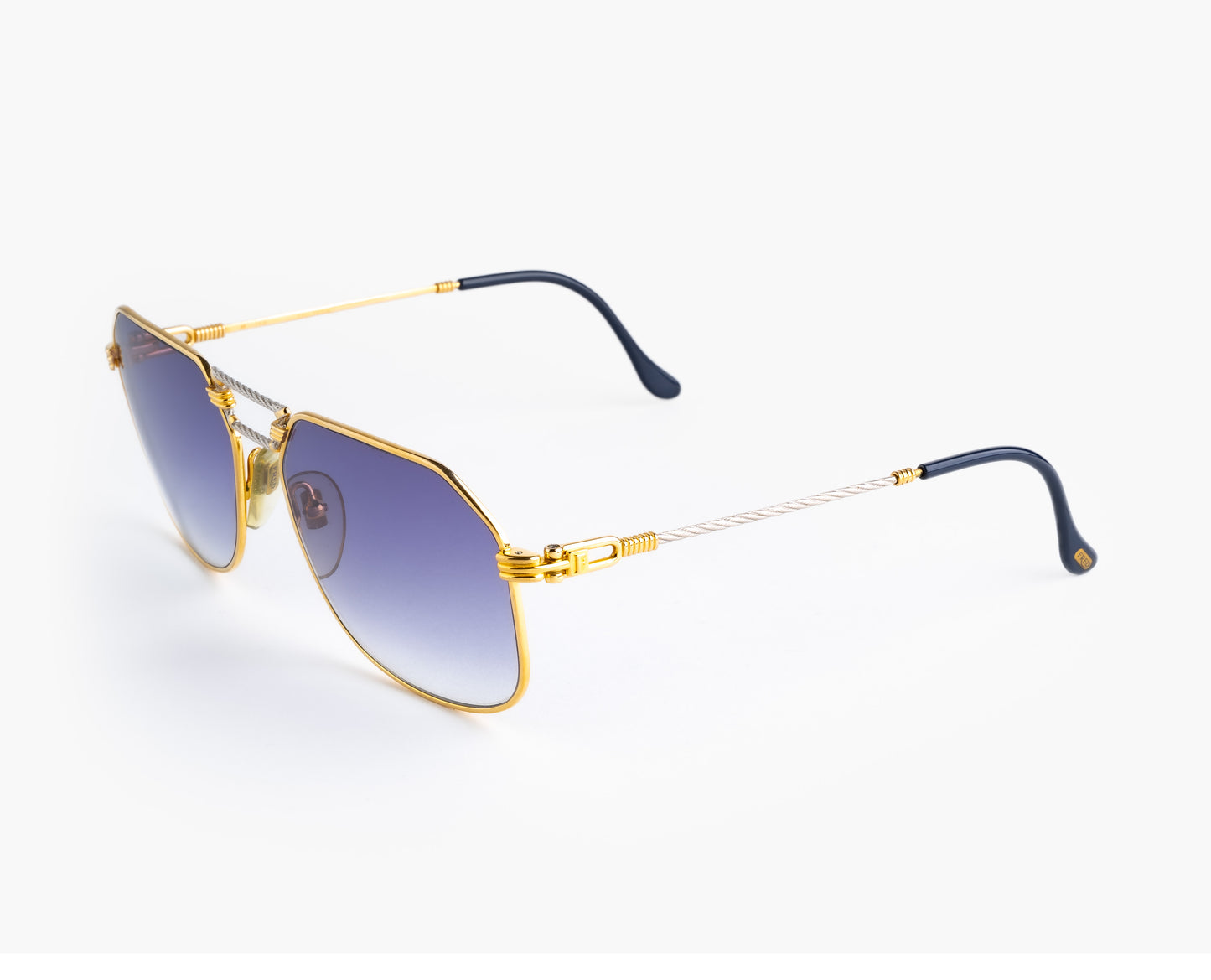 Fred lunettes made in france. purple sunglasses aviator rare vintage oddframes odd frames cable designer gold cap horn 1980s 80s