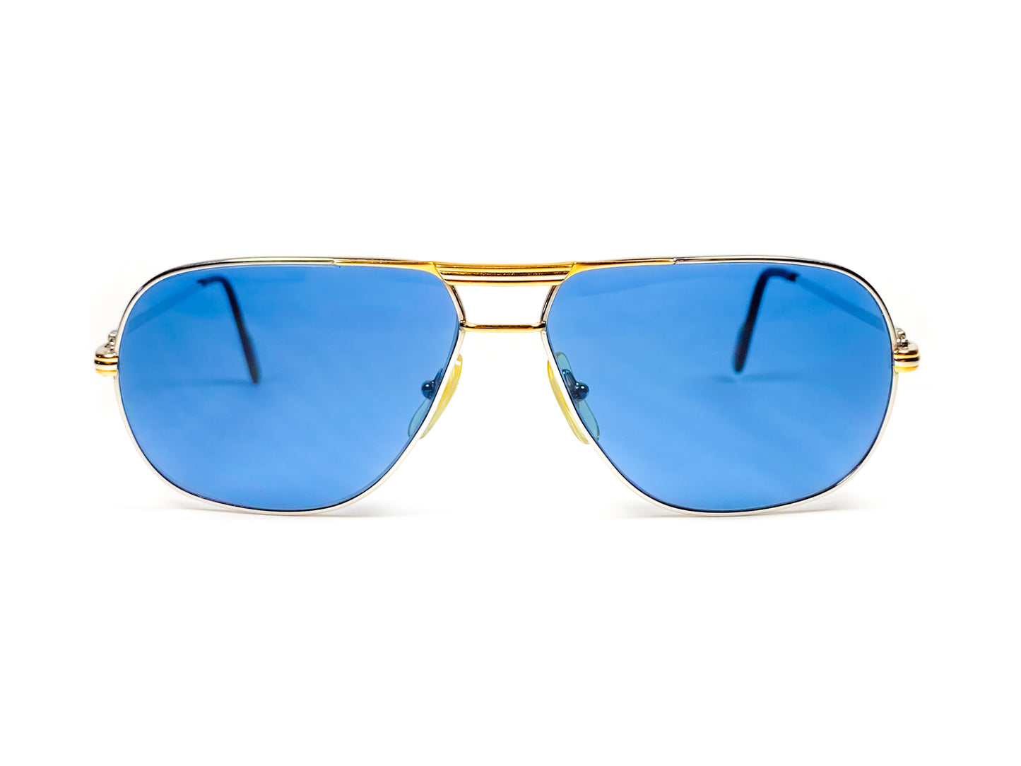 cartier tank sunglasses platine platinum silver vintage blue lenses