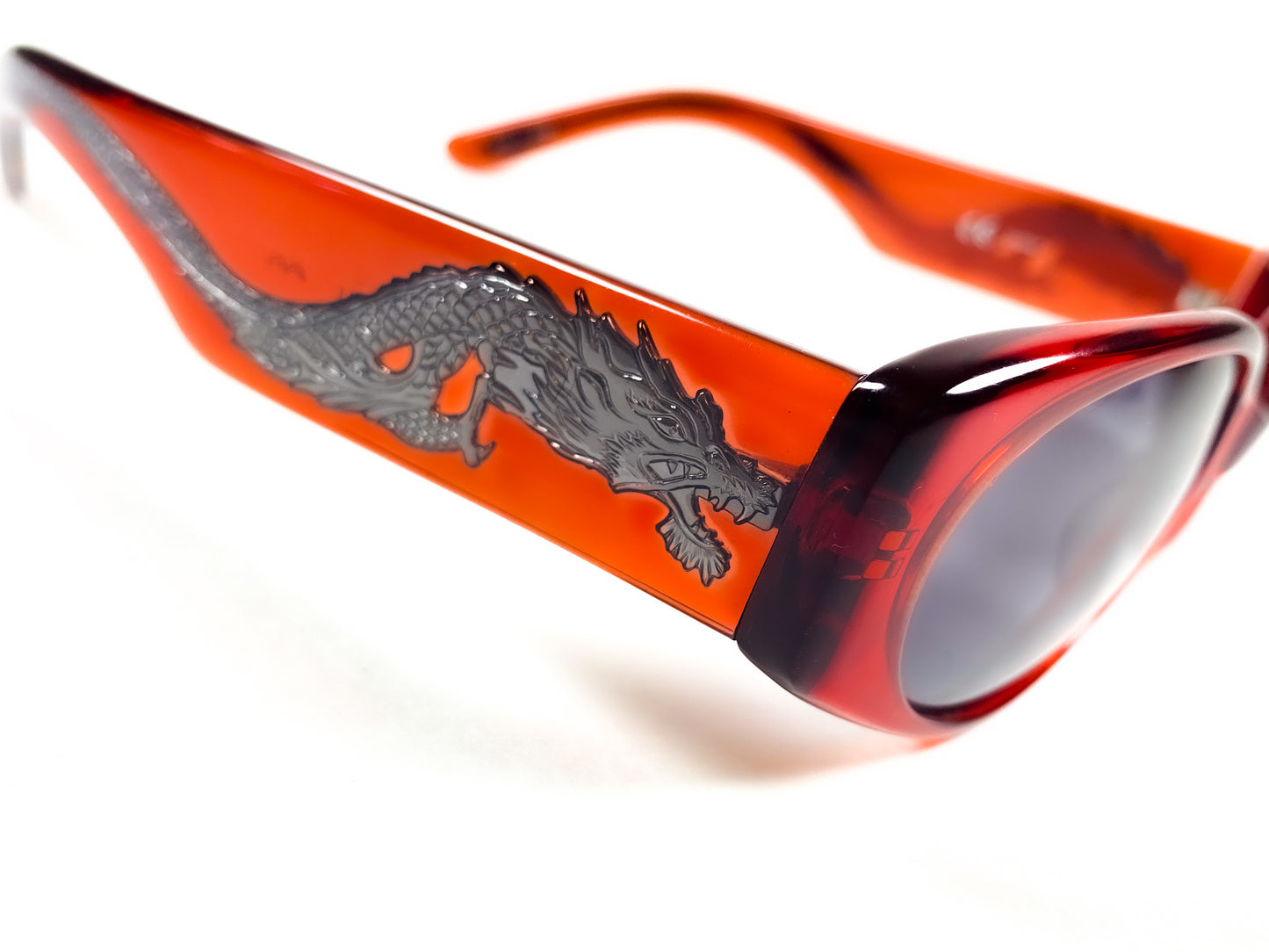 56-0021 jean paul gaultier sunglasses dragon vintage red jpg y2k rare unique haute couture avant garde runway