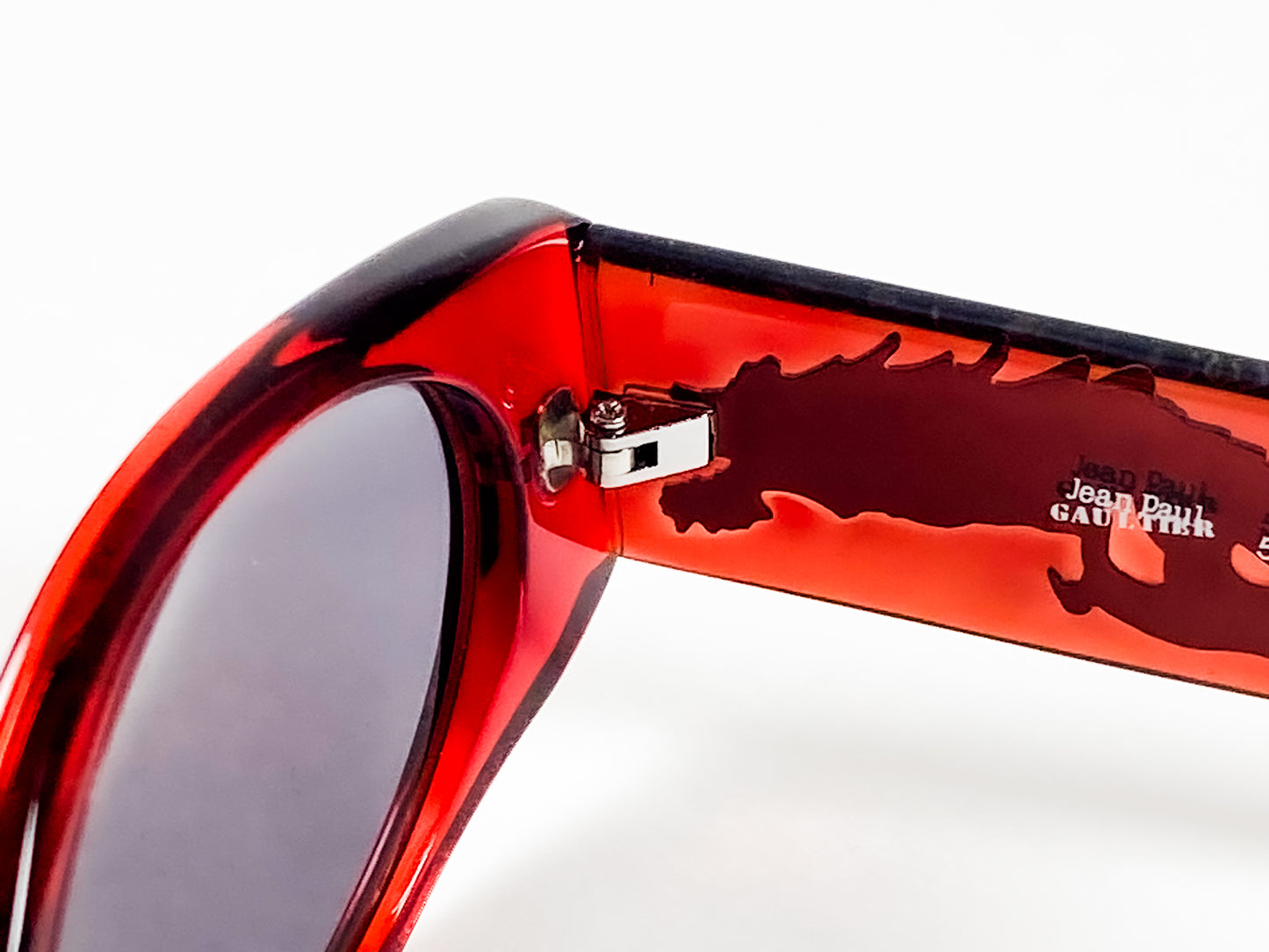 56-0021 jean paul gaultier sunglasses dragon vintage red jpg y2k rare unique haute couture avant garde runway