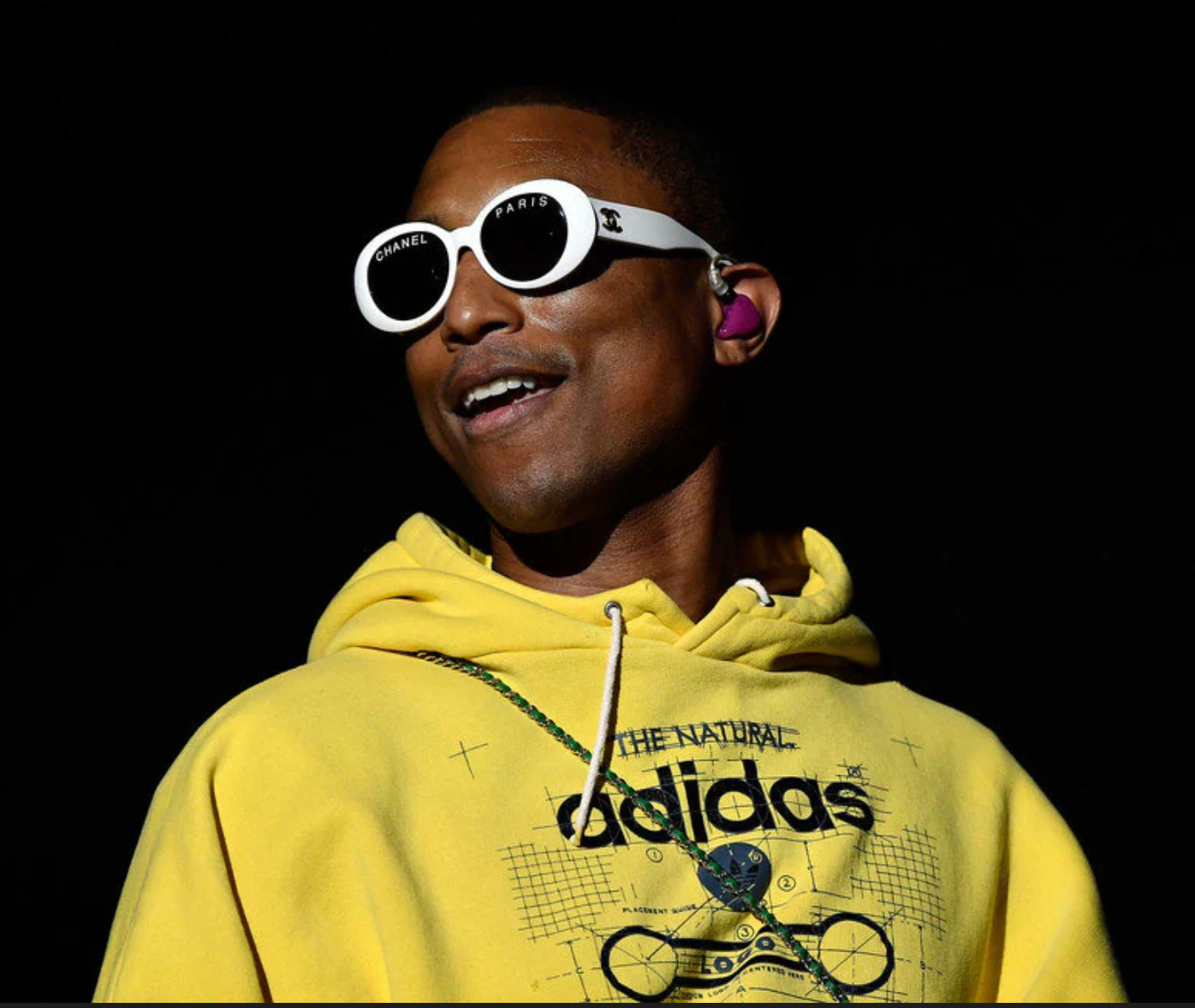 PHARRELL YELLOW SWEATER CHANEL SUNGLASSES