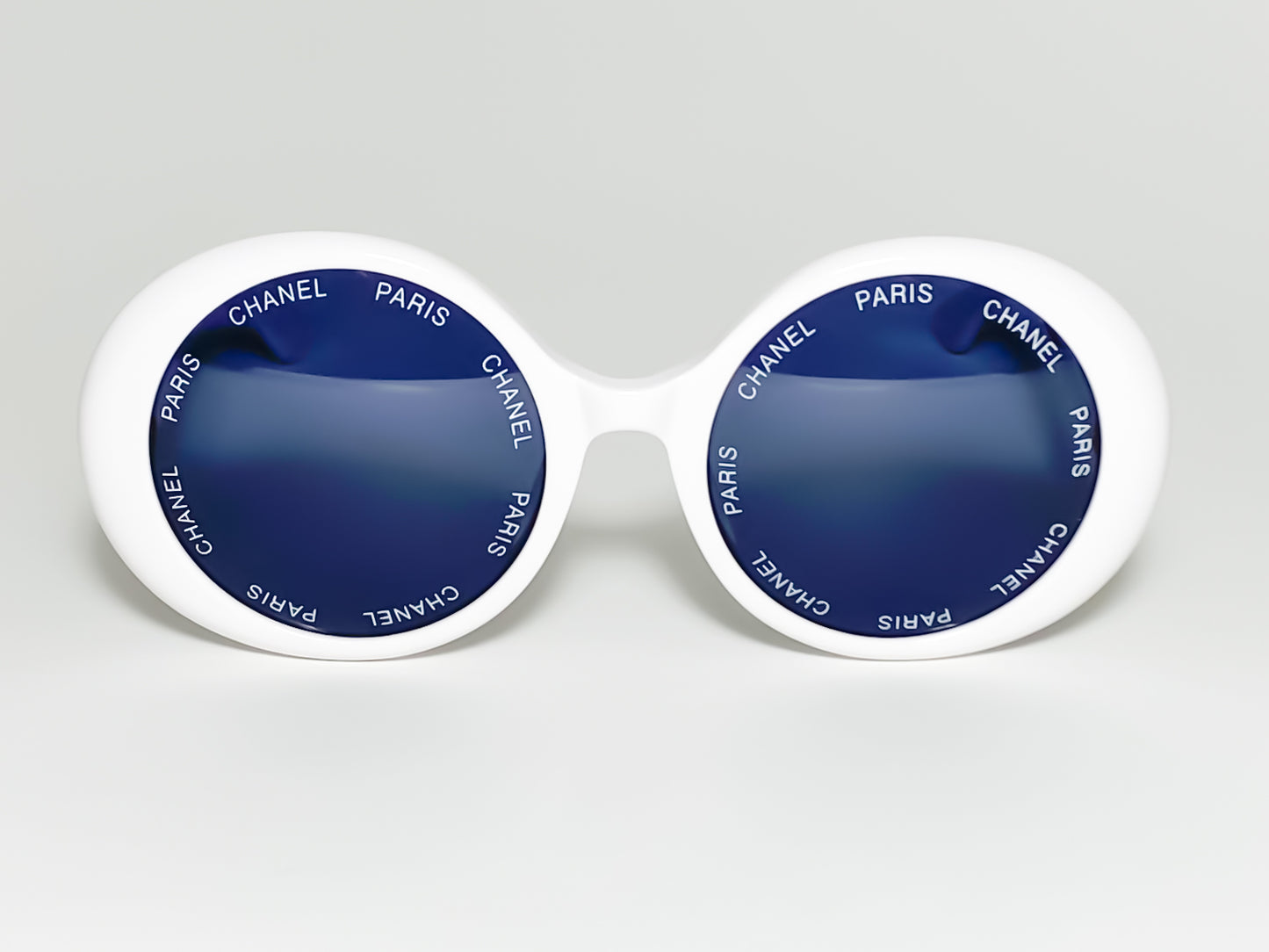 CHANEL white oversize with “CHANEL PARIS” on lenses - 1993