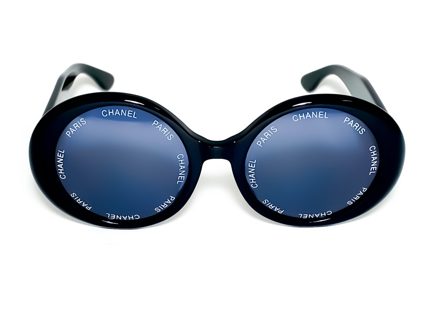 CHANEL black oversize with “CHANEL PARIS” on lenses - 1993