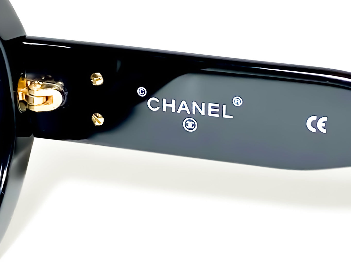 CHANEL black oversize with “CHANEL PARIS” on lenses - 1993 CHANEL