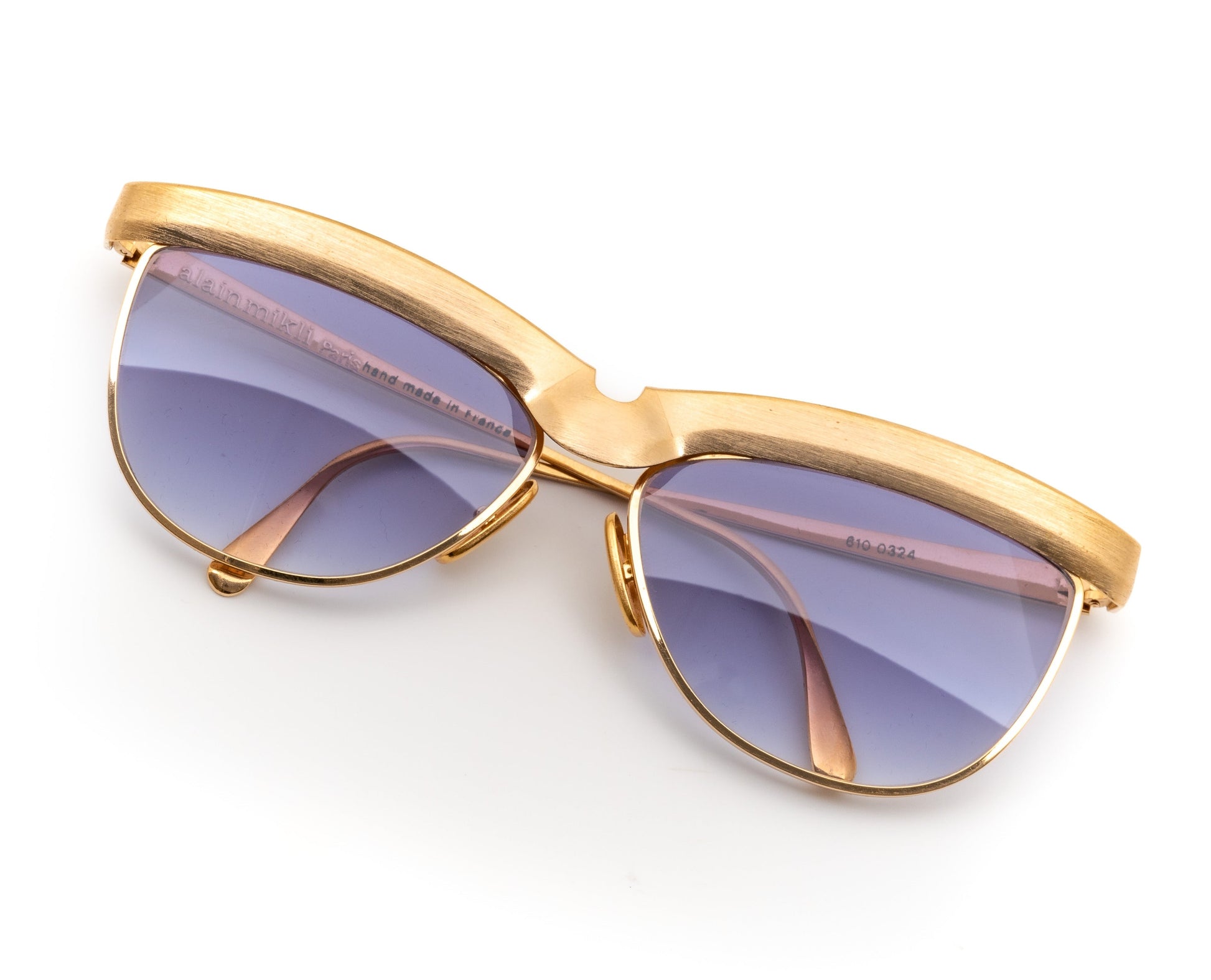 alain mikli sunglasses vintage 80s oddframes brow purple unique brushed metal gold