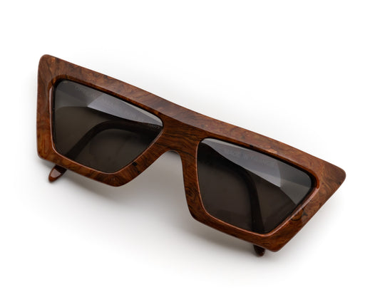 KL2 christian roth optical affairs oddframes vintage black frames Karl Lagerfeld france handmade 80's wood look burl