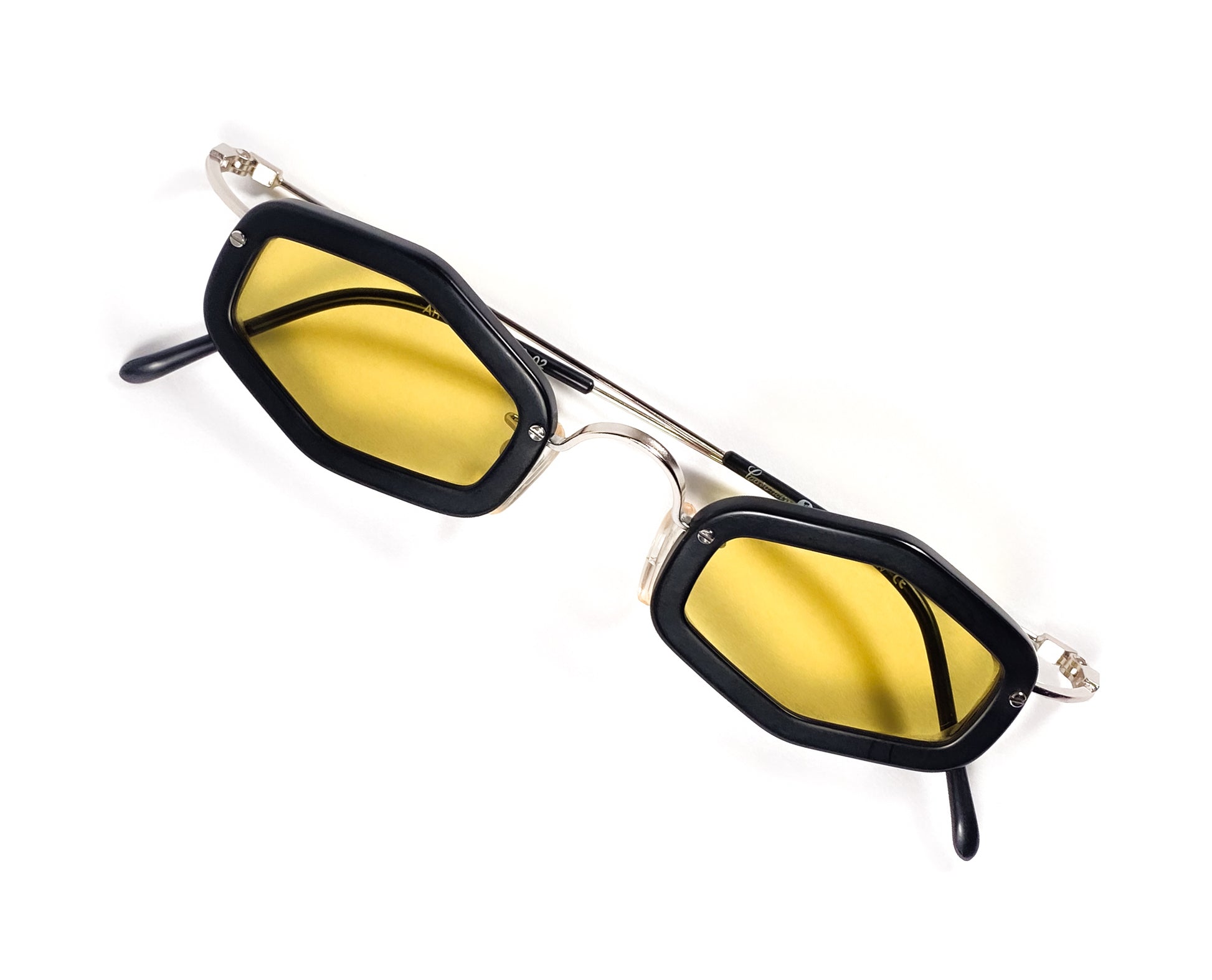 casanova sunglasses vintage unique rare yellow lenses hexagon oddframes odd frames 1980's steampunk