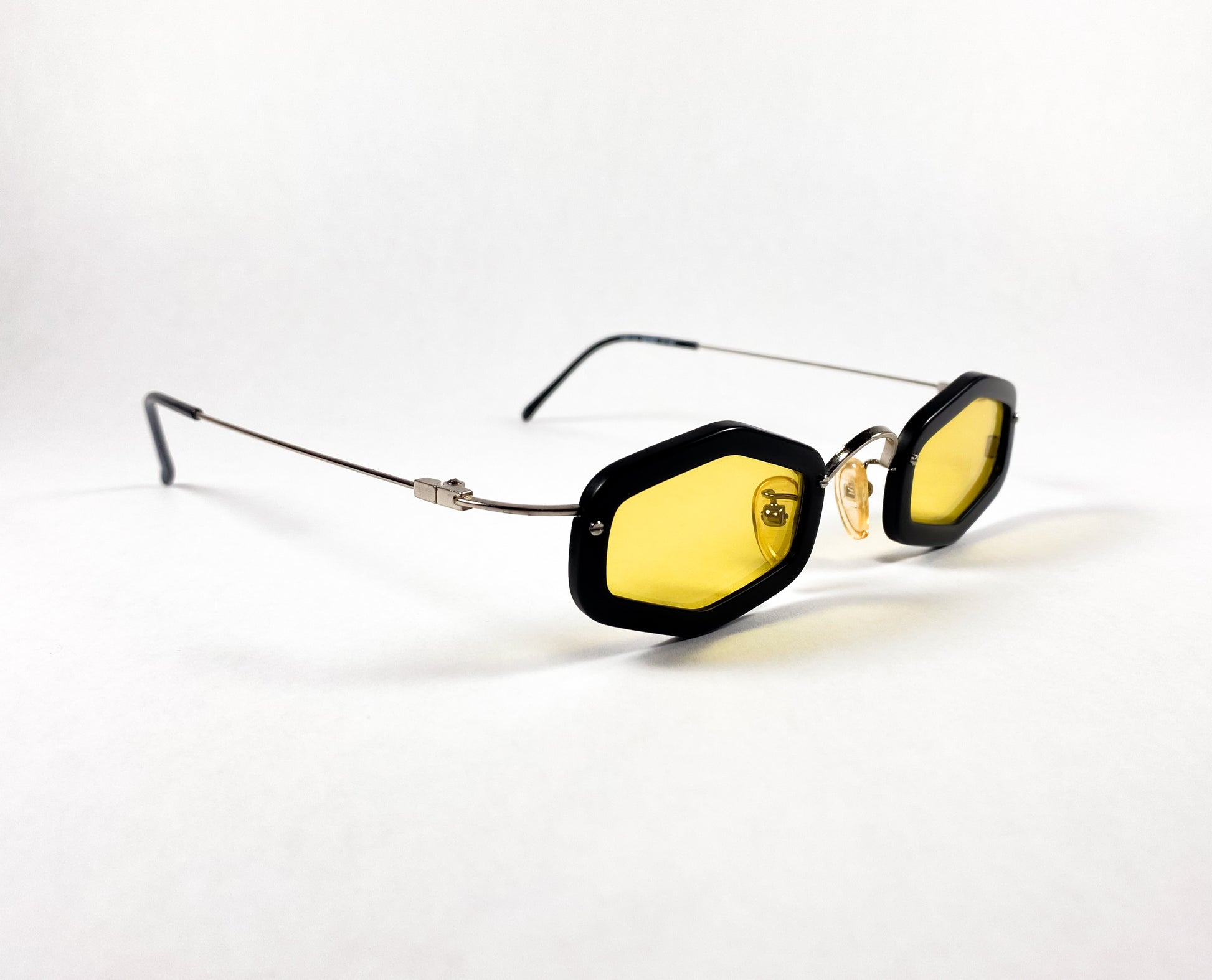 casanova sunglasses vintage unique rare yellow lenses hexagon oddframes odd frames 1980's steampunk