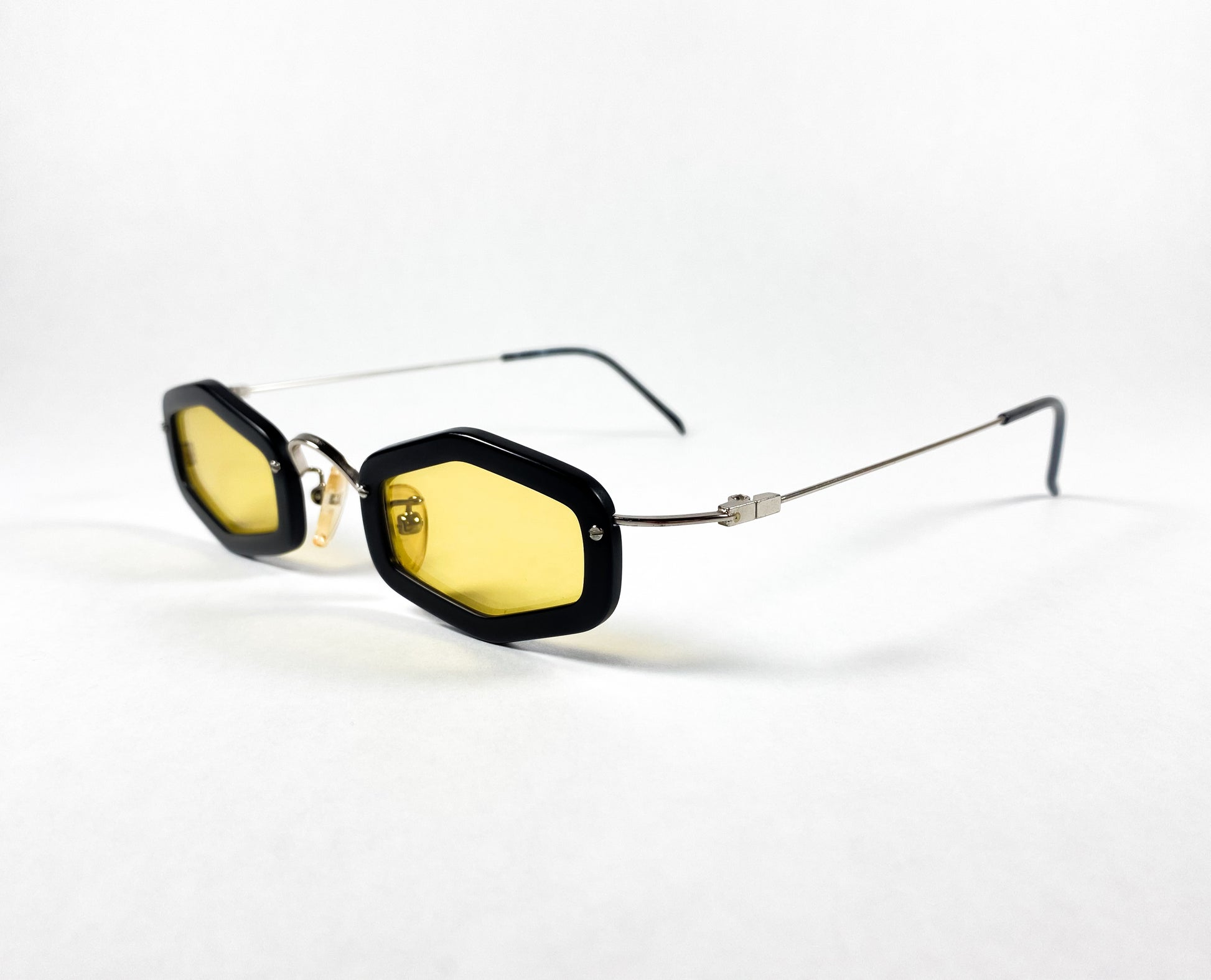 casanova sunglasses vintage unique rare yellow lenses hexagon oddframes odd frames 1980's steampunk