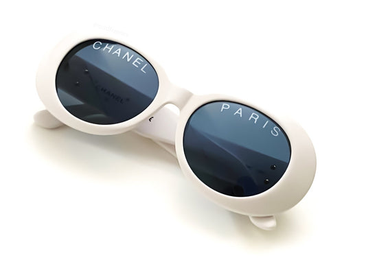 chanel 01947 vintage sunglasses white round clout