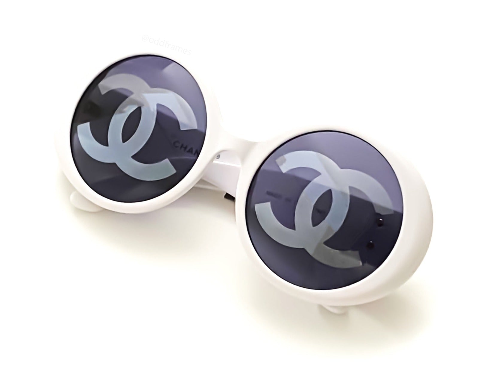 EXTREMELY RARE VINTAGE chanel white round sunglasses 01944 10601 authentic  $690.00 - PicClick