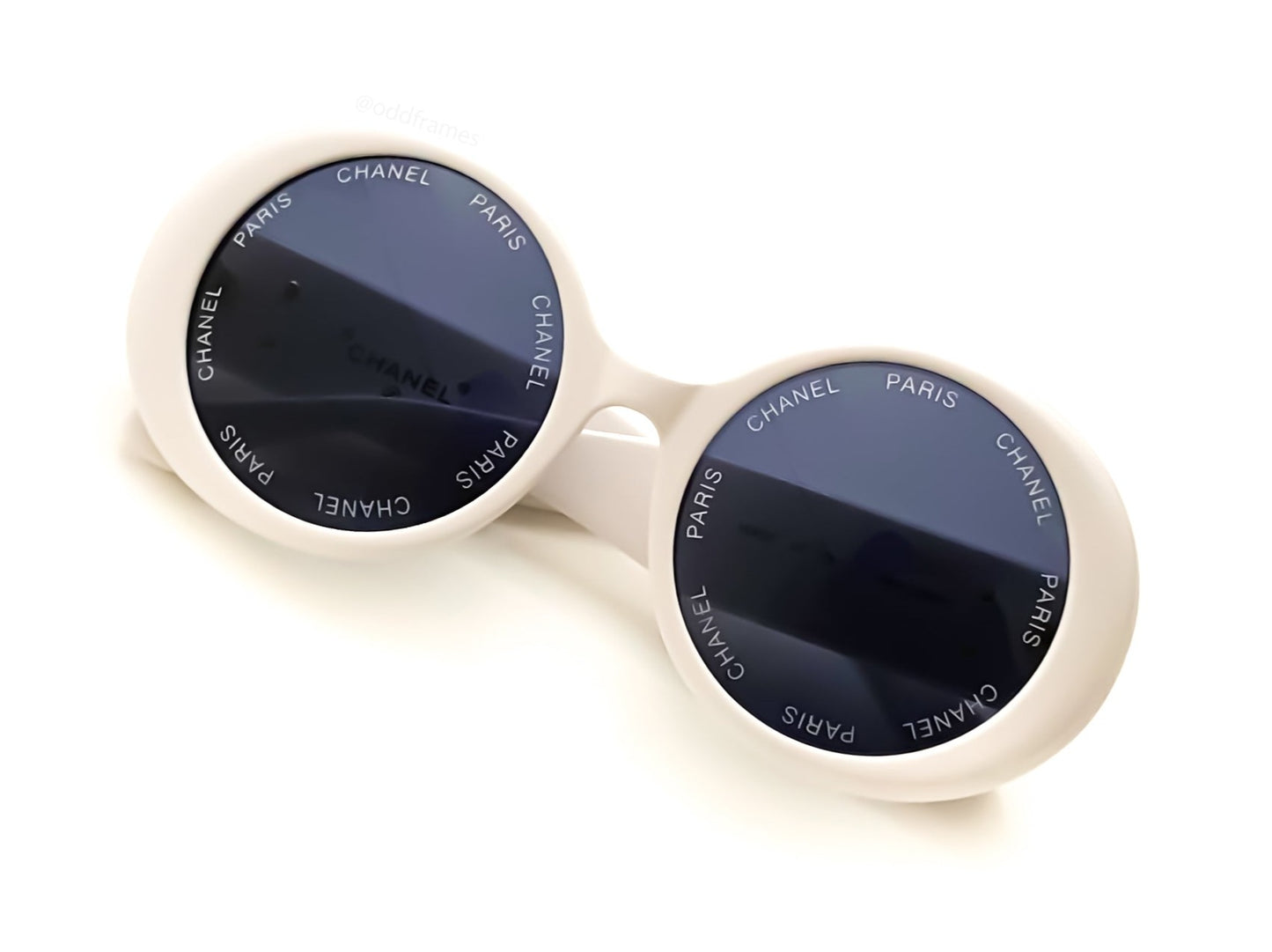 chanel sunglasses 01949 vintage rare authentic oddframes white round oversized