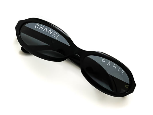 sunglasses chanel y2k 1990s retro authentic vintage unique oddfames logo on lens paris skinny