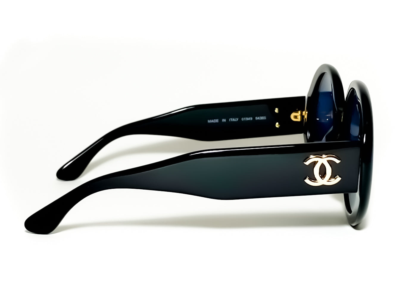 CHANEL black oversize with “CHANEL PARIS” on lenses - 1993